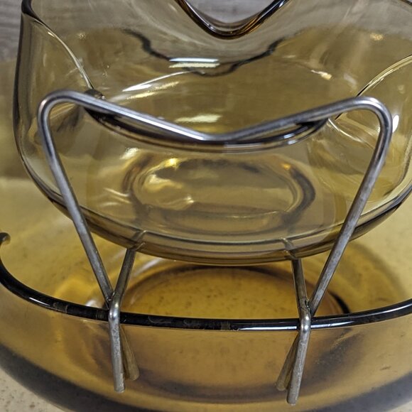 Vintage Amber Anchor Hocking 3 Piece Chip & Dip Set - Picture 5 of 6